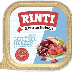 Sparpaket 18 x 300 g Rinti Kennerfleisch mit Geflügelherzen Hunde Nassfutter Top-Preis